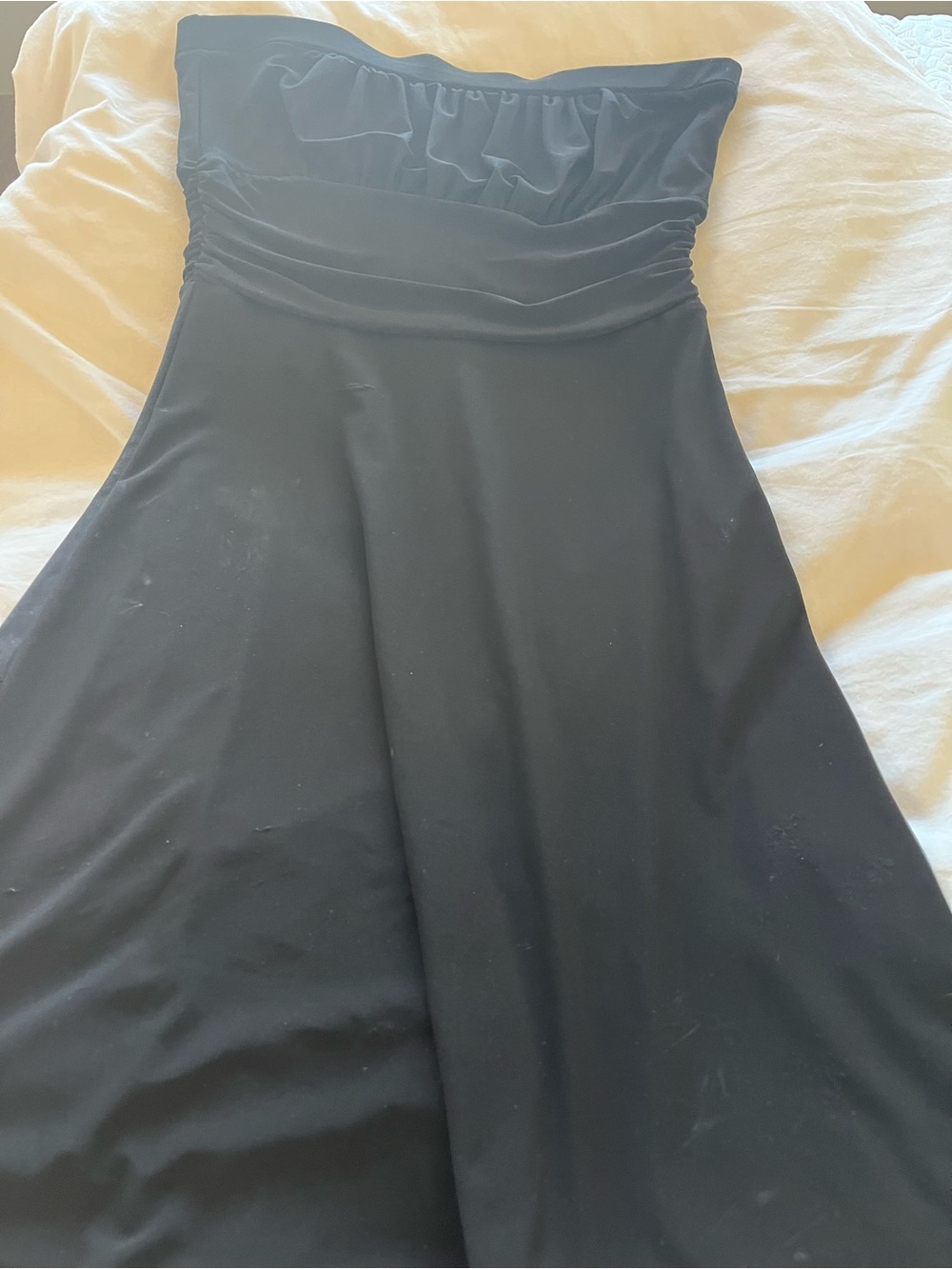 White House Black Market Strapless Black A-Line Dress with Ruching